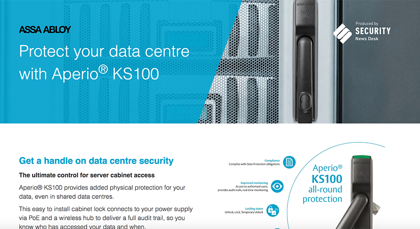 Protect your data centre with Aperio® KS100 from ASSA ABLOY