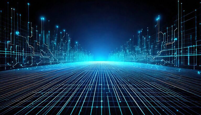 Digital grid lines on dark background