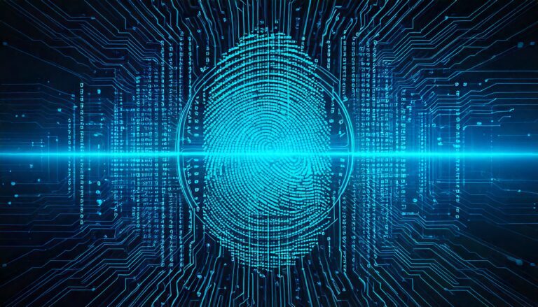 Firefly biometrics with a cyber digital background abstract